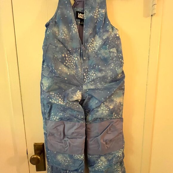 Lands End Sz 7 Kids Squall Waterproof Insulated Iron Knee Snow Bib & Gloves EUC - Picture 2 of 4